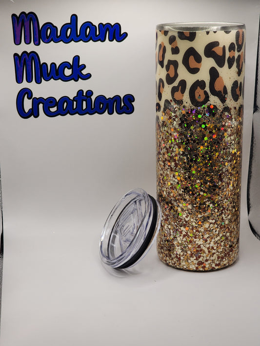 Brown leopard Glitter 20oz Tumbler