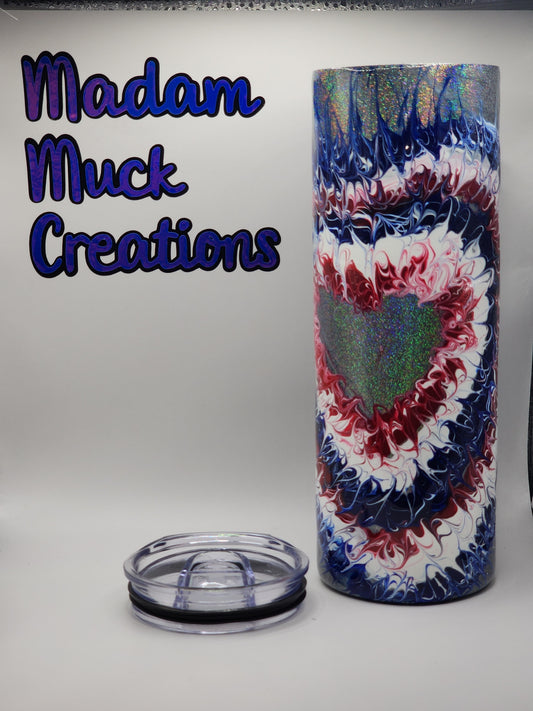 Red White and Blue Bougie Heart Tumbler